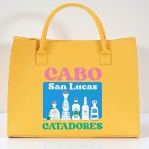 Yellow Cabo San Lucas Tote – Tequila Graphic Beach Bag NWT